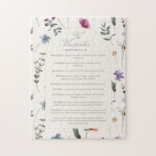 The Beatitudes Matthew 5:3–12 Floral Scripture ジグソーパズル (縦)