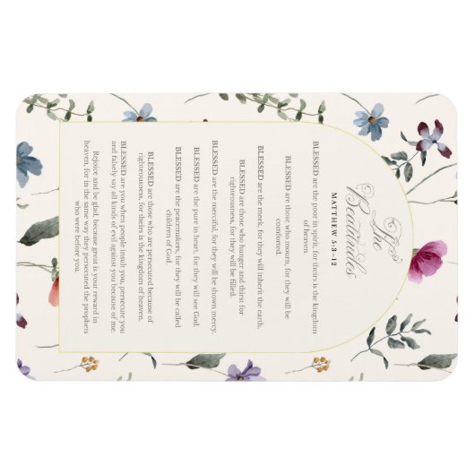 The Beatitudes Matthew 5:3–12 Floral Scripture マグネット (横)