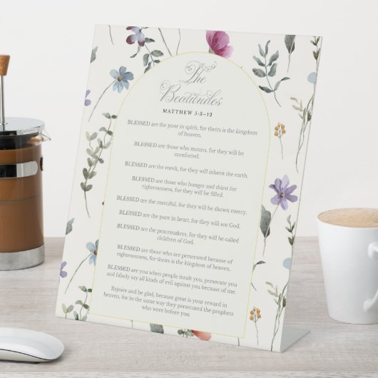 The Beatitudes Matthew 5:3–12 Floral Scripture 台座サイン (インサイチュ)