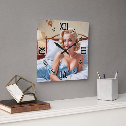 The Bed Is Just AI 素晴らし Concept Art by Xzendor7 スクエア壁時計 (オフィス)