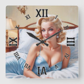The Bed Is Just AI 素晴らし Concept Art by Xzendor7 スクエア壁時計 (正面)