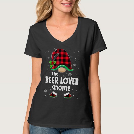 The Beer  Gnome Buffalo Plaid Christmas Matching F Tシャツ (正面)