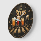 The Beers Abbey Road Pub Bar Man Cave Gift ラージ壁時計 (傾斜)