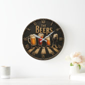 The Beers Abbey Road Pub Bar Man Cave Gift ラージ壁時計 (ホーム)