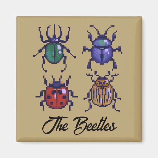 The Beetles, pixelart マグネット (正面)