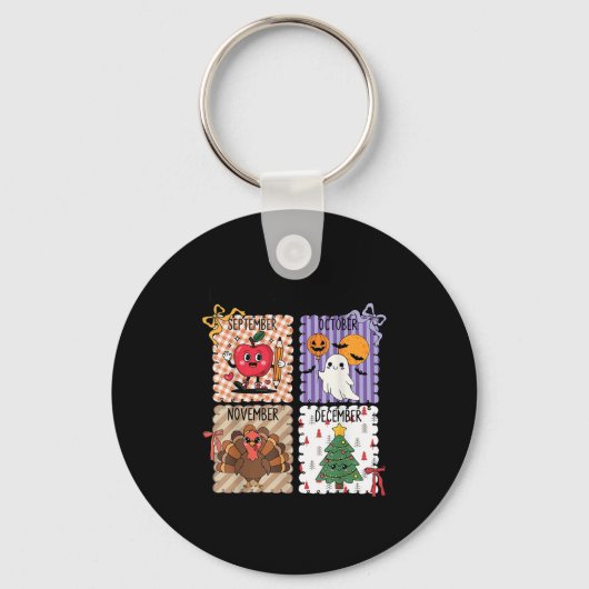 The ber Months Back To School Halloween Thanksgivi キーホルダー (正面)