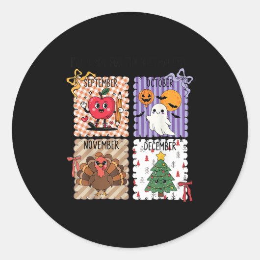 The ber Months Back To School Halloween Thanksgivi ラウンドシール (正面)