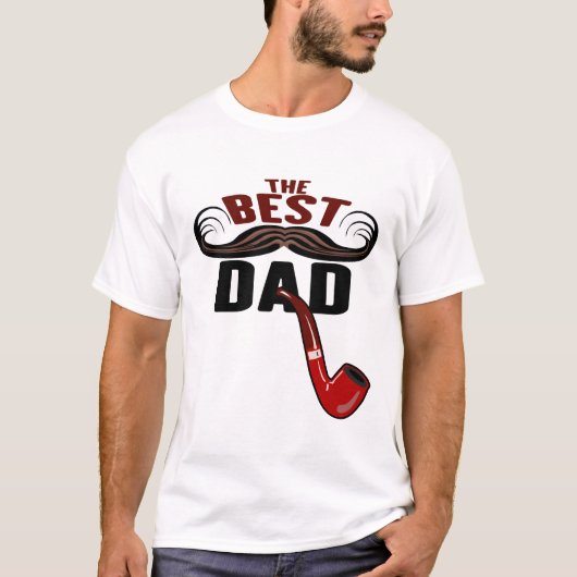 the best dad famille moustache pipe fete papa pere tシャツ (正面)