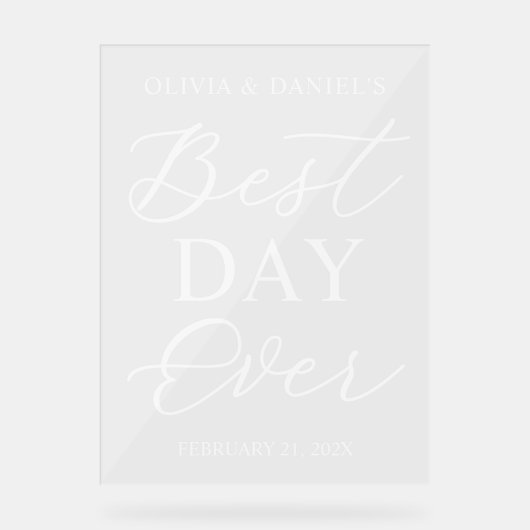 The Best Day Ever Personalized Wedding Welcome アクリルサイン (正面)