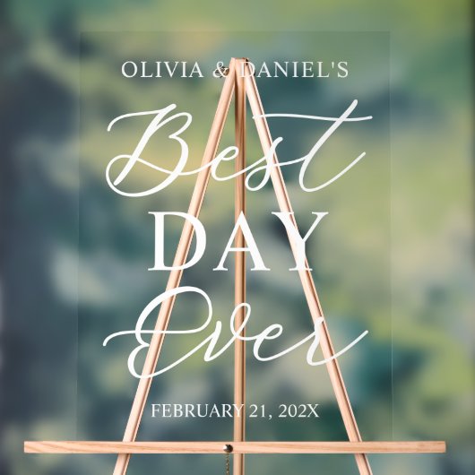 The Best Day Ever Personalized Wedding Welcome アクリルサイン (ニュートラル)