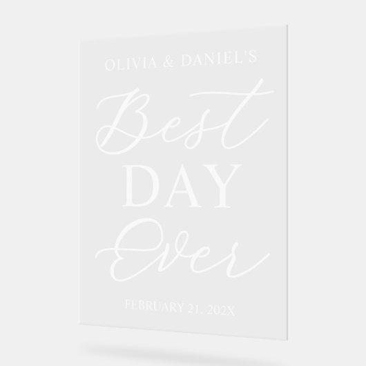 The Best Day Ever Personalized Wedding Welcome アクリルサイン (傾斜)