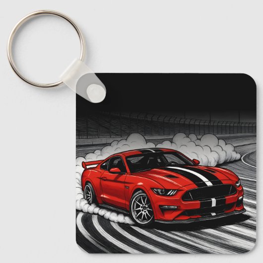 The Best Drift Car Red Muscle Keychain キーホルダー (正面)