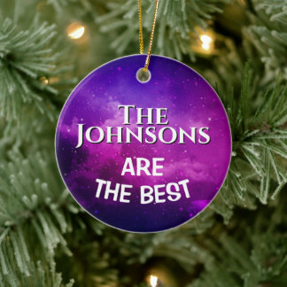 The Best" Family | Deep Violet Space & Stars Custo セラミックオーナメント