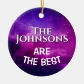 The Best" Family | Deep Violet Space & Stars Custo セラミックオーナメント (正面)