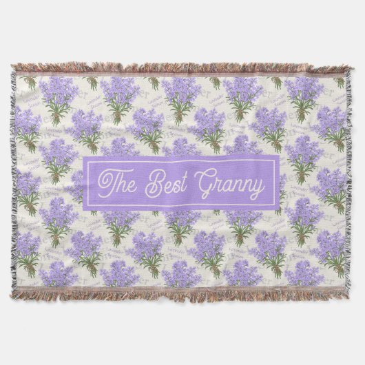 The Best Granny Lavender Floral Cozy Fleece Blanke スローブランケット (正面)