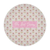 The Best Granny Pink Floral Personalized Glass カッティングボード (正面)