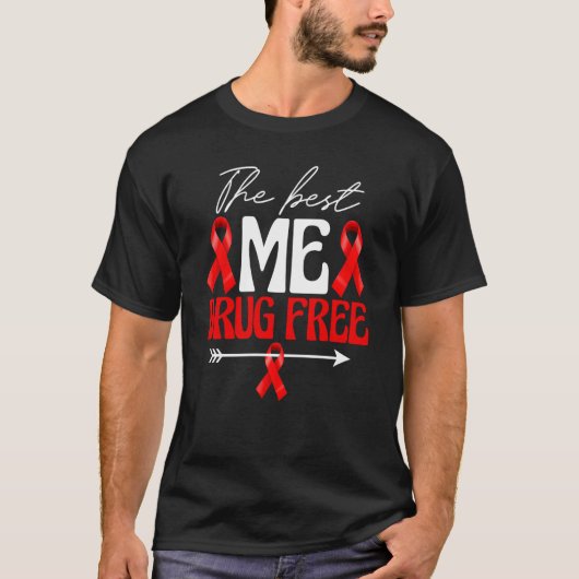 The Best Me Drug Free Women Red Ribbon Awareness Tシャツ (正面)