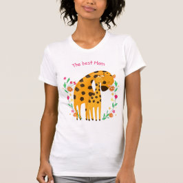 "The Best Mom" Cute Giraffe Mother and Baby Tシャツ