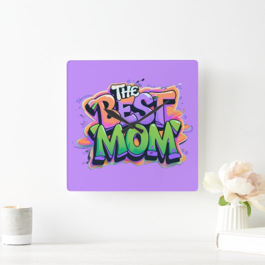 The best mom style graffiti スクエア壁時計 (ホーム)