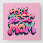 The best mom style graffiti スクエア壁時計 (正面)