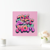 The best mom style graffiti スクエア壁時計 (ホーム)