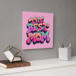 The best mom style graffiti スクエア壁時計