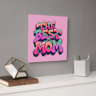 The best mom style graffiti スクエア壁時計