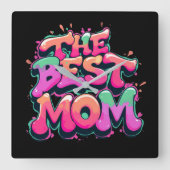 The best mom style graffiti スクエア壁時計 (正面)