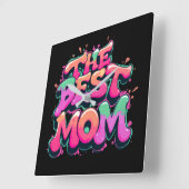 The best mom style graffiti スクエア壁時計 (傾斜)