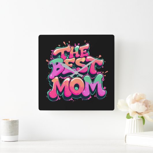 The best mom style graffiti スクエア壁時計 (ホーム)