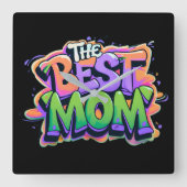 The best mom style graffiti スクエア壁時計 (正面)