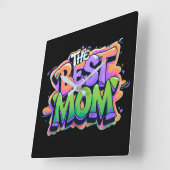 The best mom style graffiti スクエア壁時計 (傾斜)