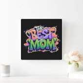 The best mom style graffiti スクエア壁時計 (ホーム)