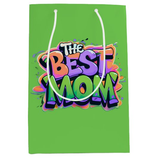 The best mom style graffiti ミディアムペーパーバッグ (正面)