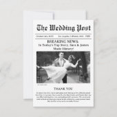 The Best Newspaper Photo Wedding Thank You Card サンキューカード (正面)