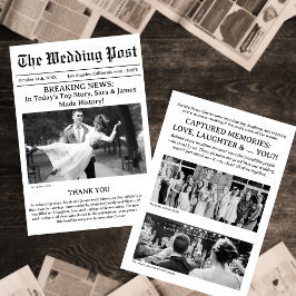 The Best Newspaper Photo Wedding Thank You Card サンキューカード