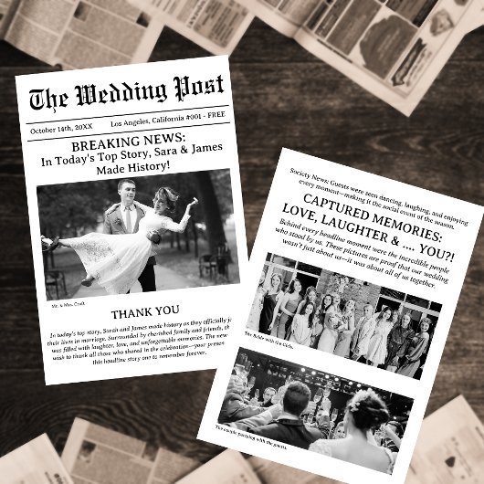 The Best Newspaper Photo Wedding Thank You Card サンキューカード