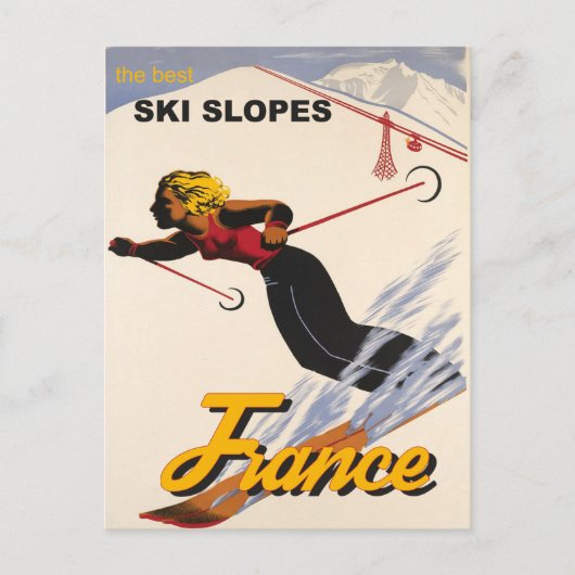 The Best Ski Slopes in France, Vintage ポストカード (正面)