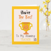 The Best Teacher Trophy Card カード (黄色い花)