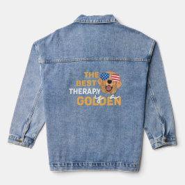 The Best Therapy Is a Golden Retriever – Patriotic デニムジャケット