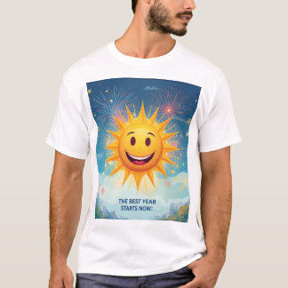 The Best Year Starts Now! Smiling Sun & Fireworks  Tシャツ