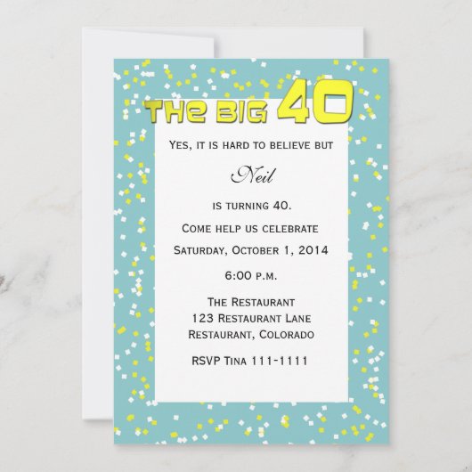 「THE BIG 40」 40th Birthday招待状 招待状 (正面)