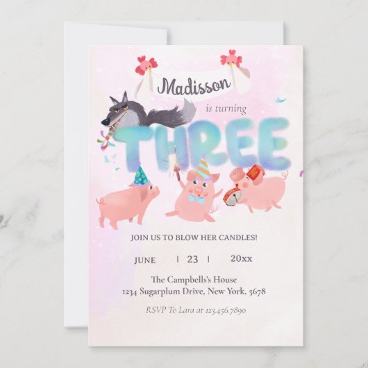 the big bad wolf and three little pigs 招待状 (正面)