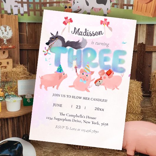 the big bad wolf and three little pigs 招待状