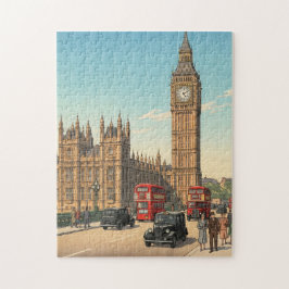 The Big Ben Clock Tower Japanese Woodblock Print ジグソーパズル