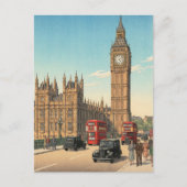 The Big Ben Clock Tower Japanese Woodblock Print ポストカード (正面)