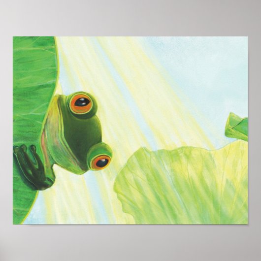 The big-eyed green frog behind lily pad  ポスター (正面)
