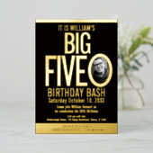 The Big Five 0 50誕生日グラフィック写真 箔招待状 (立ち正面)