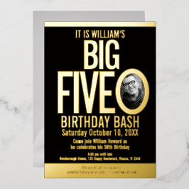 The Big Five 0 50誕生日グラフィック写真 箔招待状