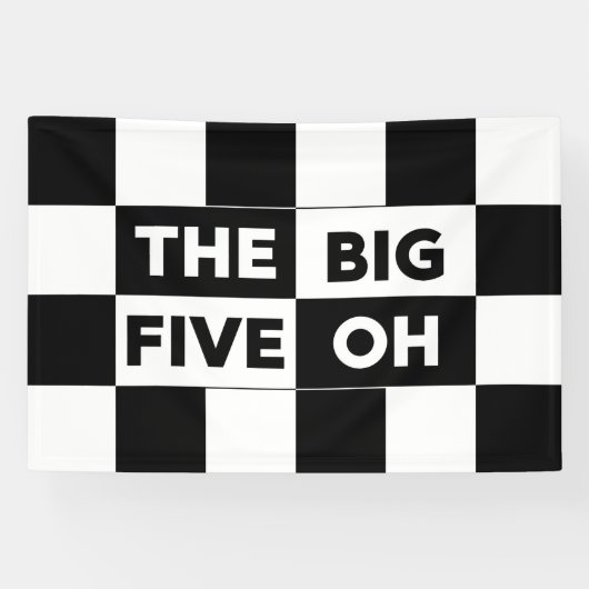 The Big Five Oh Black White Checkered Birthday 横断幕 (横)